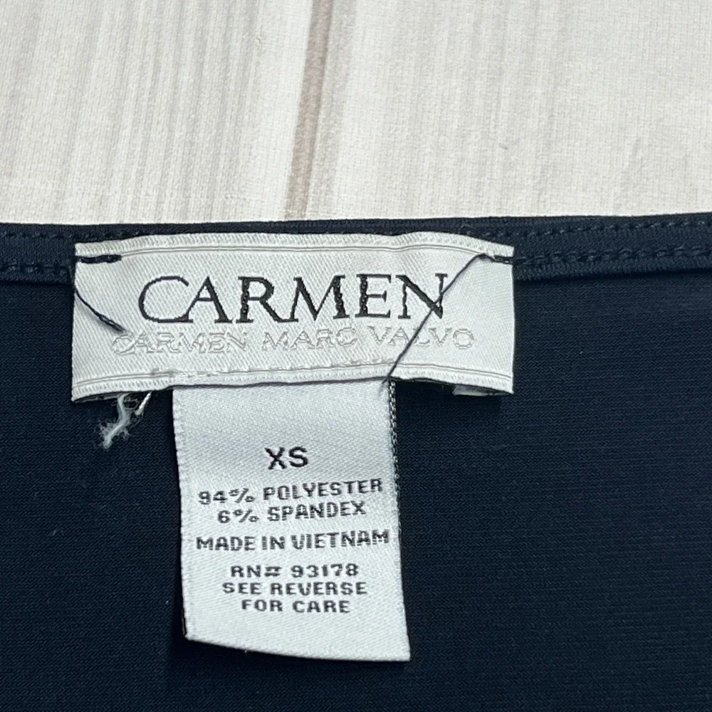 Carmen Marc Valvo Cowl Neck Blouse Women XS Blue Zipper Shoulder Sleeveless Top - Picture 2 of 8